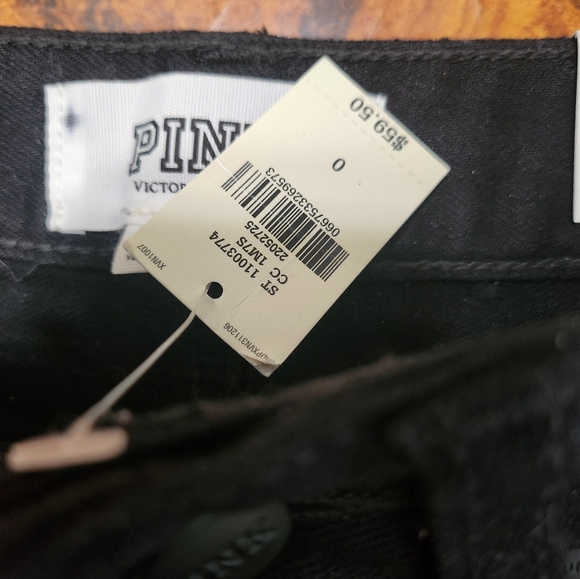 NWT Victorias Secret PINK bling black denim shorts Sz 0 - Picture 5 of 7